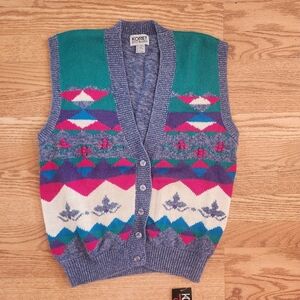NWT Vintage Koret Women's Multicolor Sweater Vest, Size S
